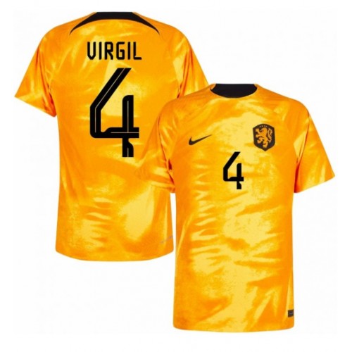 Netherlands Virgil van Dijk #4 Replica Home Shirt World Cup 2022 Short Sleeve